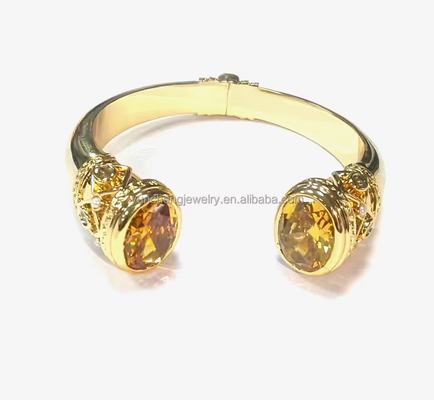 Plating Brass Bangle Bracelets Cuff Jewelry Garnet Stones Silver Jewelry Glitter CZ