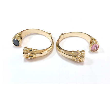 Plating Brass Bangle Bracelets Cuff Jewelry Garnet Stones Silver Jewelry Glitter CZ