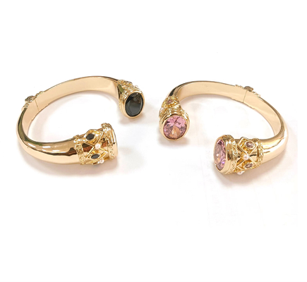 Plating Brass Bangle Bracelets Cuff Jewelry Garnet Stones Silver Jewelry Glitter CZ