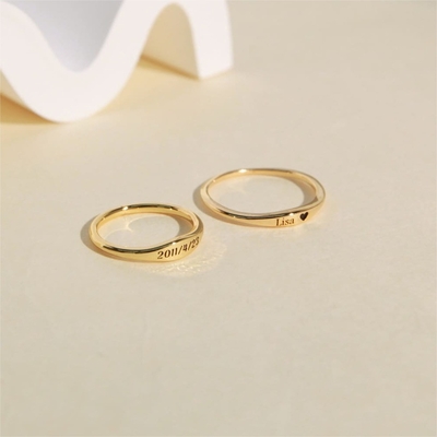 Engagement Stacking Rings in 925 Sterling Silver Personalized and Elegant Design