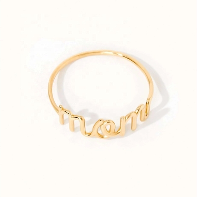 Stainless Steel 18K Gold MOM Stacking Ring For Women Fine Jewelry