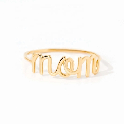 Stainless Steel 18K Gold MOM Stacking Ring For Women Fine Jewelry