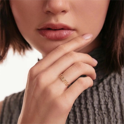 Stainless Steel 18K Gold MOM Stacking Ring For Women Fine Jewelry