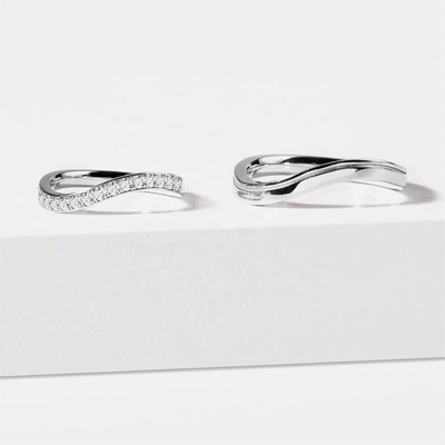925 Sterling Silver White Gold Diamond CZ Wave Ring for Ladies Fine Jewelry OEM/ODM