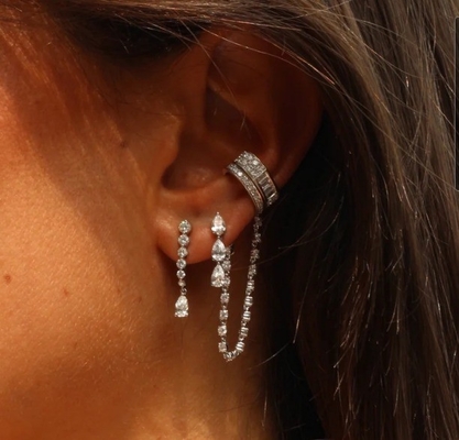 925 Sterling Silver White Pear Drop Cubic Zircon Earrings for Customer Needs