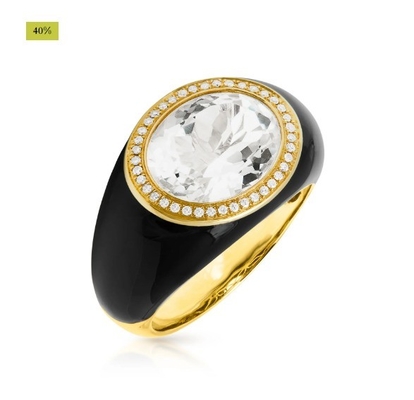 Micro Insert 18K Gold Plated Blue Topaz Enamel Fashion Women's Brass Rings