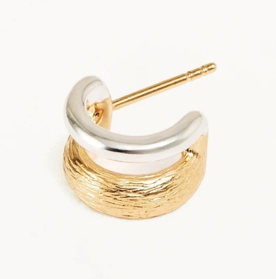 18K Gold and White Gold Shield Hoops Earrings for Women