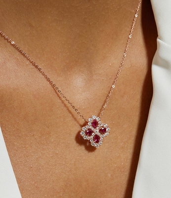 Clover Cultivation Red Treasure Necklace S925 Silver Color Pendant Collarbone Chain