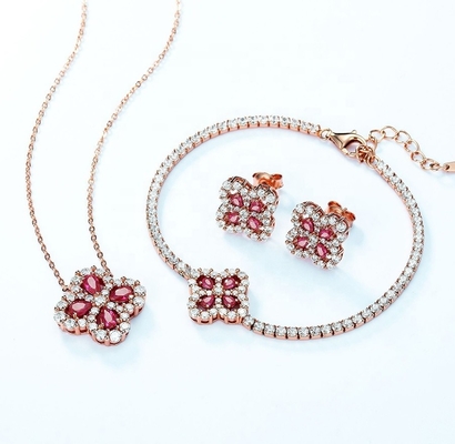 Clover Cultivation Red Treasure Necklace S925 Silver Color Pendant Collarbone Chain