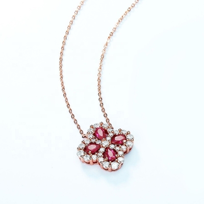 Clover Cultivation Red Treasure Necklace S925 Silver Color Pendant Collarbone Chain