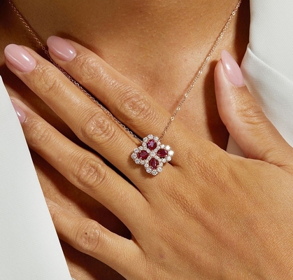 Clover Cultivation Red Treasure Necklace S925 Silver Color Pendant Collarbone Chain