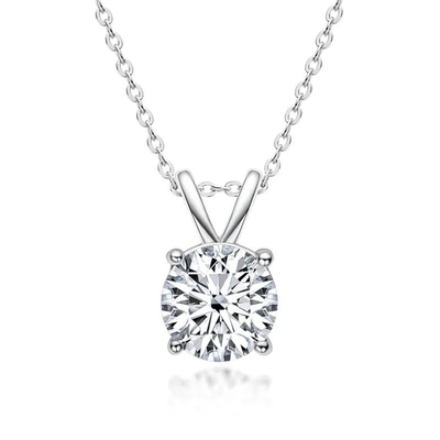 925 Sterling Silver Pendant for Girls 18K Yellow Gold Round Cut Solitaire Stone Gift
