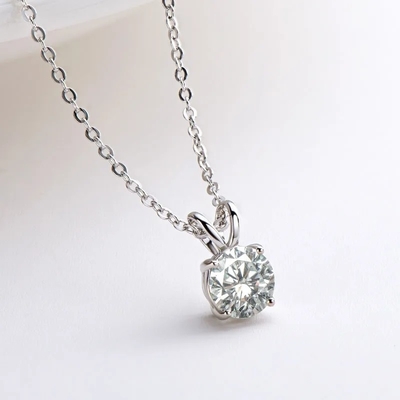 925 Sterling Silver Pendant for Girls 18K Yellow Gold Round Cut Solitaire Stone Gift
