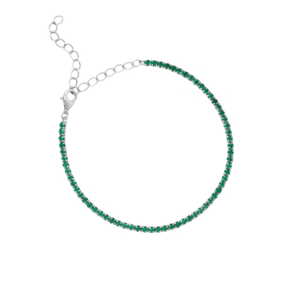 White Gold Plated May Birthday Emerald Cubic Zircon Adjustable Tennis Chain Bracelet