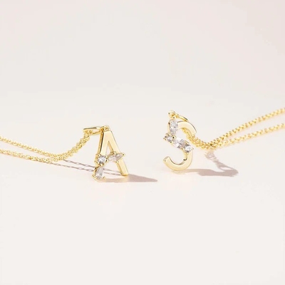 925 Sterling Silver CZ Letter Pendants in Simply 18K Gold Plated for Fashion Jewelry