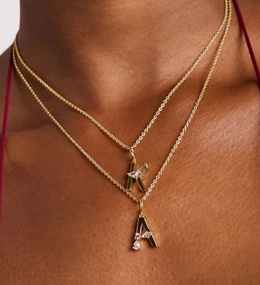 925 Sterling Silver CZ Letter Pendants in Simply 18K Gold Plated for Fashion Jewelry