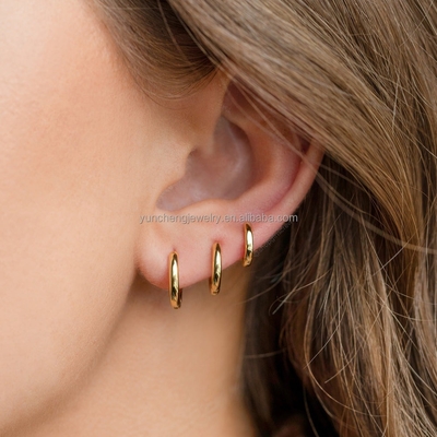 Silver Fine Jewelry Minimalist 18K Gold 9MM 11MM 13MM Hoop Set for FedEx DHL UPS TNT EMS Shipping