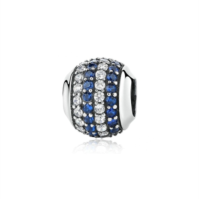 Fashion White and Blue CZ 925 Sterling Silver Jewelry Making Accessories