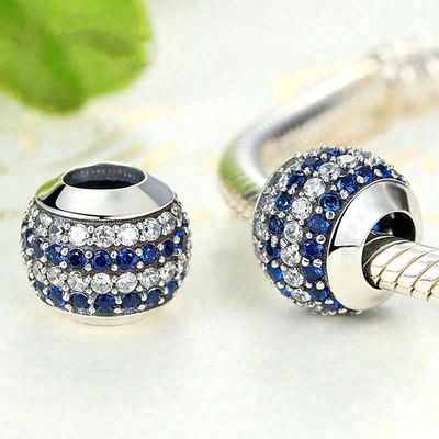 Fashion White and Blue CZ 925 Sterling Silver Jewelry Making Accessories
