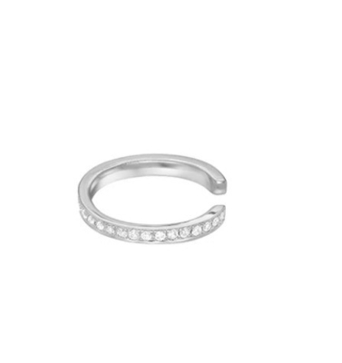 Women's Classic Rainbow Pave Setting Cubic Zircon 925 Sterling Silver Ear Cuff Jewelry