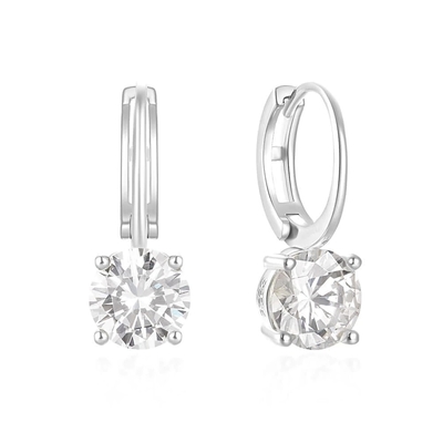 925 Sterling Silver Arrived 18K Gold Plated Solitaire White Cubic Zircon Huggies Earrings
