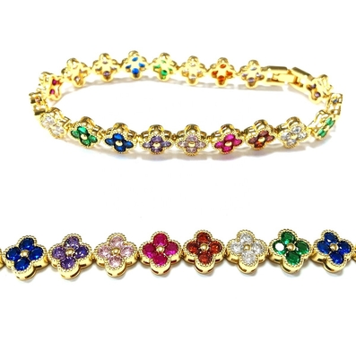 Fresh Water Pearl CZ Stones Tennis Bracelets Plated Custom Jewelry Rainbow Gold Copper Brass for Women