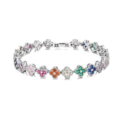 Fresh Water Pearl CZ Stones Tennis Bracelets Plated Custom Jewelry Rainbow Gold Copper Brass for Women