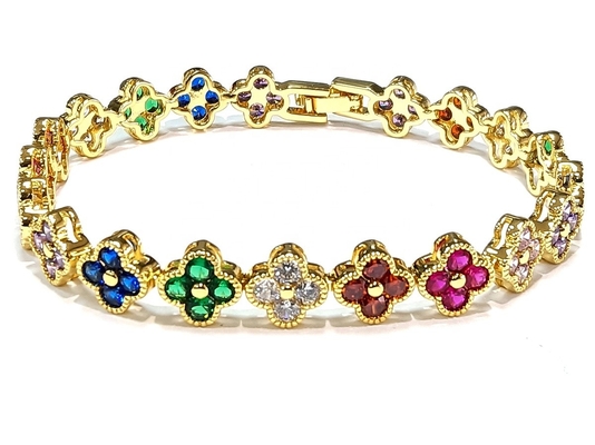 Fresh Water Pearl CZ Stones Tennis Bracelets Plated Custom Jewelry Rainbow Gold Copper Brass for Women