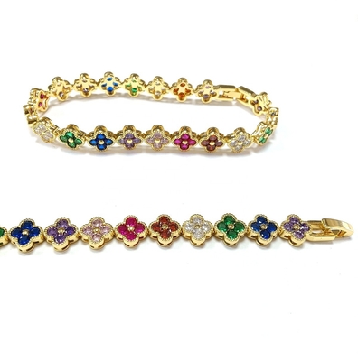 Fresh Water Pearl CZ Stones Tennis Bracelets Plated Custom Jewelry Rainbow Gold Copper Brass for Women