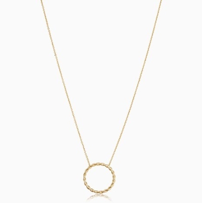 14K Gold Plated 925 Sterling Silver Twist Pendant Necklace with 16 Inch Length Link Chain