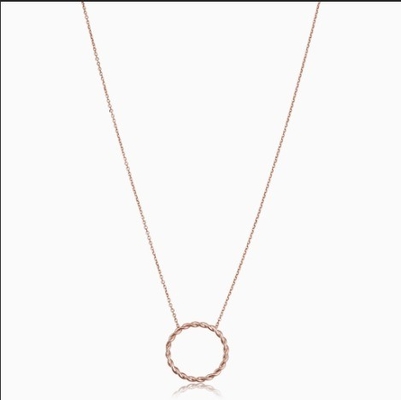 14K Gold Plated 925 Sterling Silver Twist Pendant Necklace with 16 Inch Length Link Chain