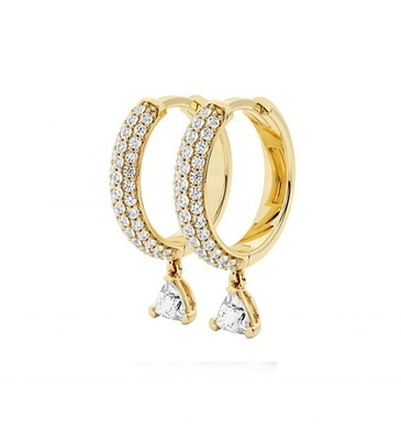 Third Party Appraisal Diamond Hoop Earring in 925 Sterling Silver with Rose Gold Plating and 50pairs MOQ