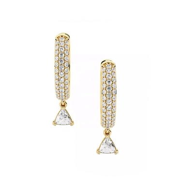 Third Party Appraisal Diamond Hoop Earring in 925 Sterling Silver with Rose Gold Plating and 50pairs MOQ