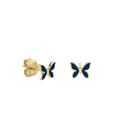 Tiny White Enamel Butterfly Shaped 925 Sterling Silver Stud Earrings with Express Shipping
