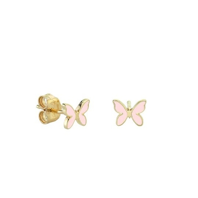 Tiny White Enamel Butterfly Shaped 925 Sterling Silver Stud Earrings with Express Shipping