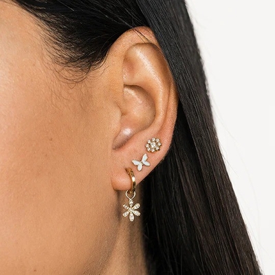 Tiny White Enamel Butterfly Shaped 925 Sterling Silver Stud Earrings with Express Shipping