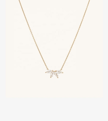925 Silver 14K Plated Necklace 18" Marquise Topaz Pendant And White CZ Diamonds