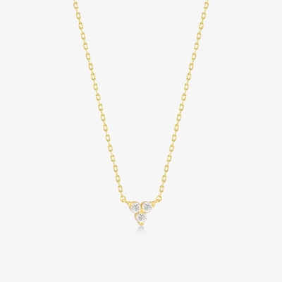 18K Gold Zircon Pendant Silver Chain Trio Diamond Cubic Zircon Necklace