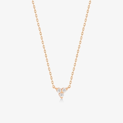 18K Gold Zircon Pendant Silver Chain Trio Diamond Cubic Zircon Necklace