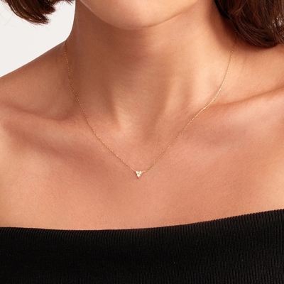 18K Gold Zircon Pendant Silver Chain Trio Diamond Cubic Zircon Necklace