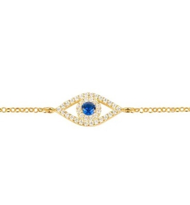Rose Gold Thin Silver Chain Bracelet White Blue CZ Eye 925 Sterling Silver