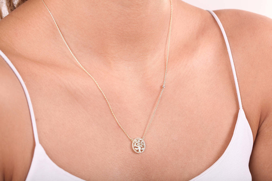 Party Occasion 18K Gold Plated Sterling Silver Tree of Life Pendant Necklace for Women