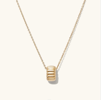 Gold Plated 925 Sterling Silver Simple Single Beaded Circle Charm Pendant Necklace OEM