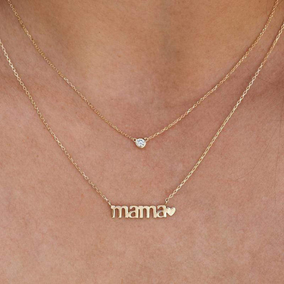 26mm 18K Gold Plated Necklace MAMA Heart Necklace For Ladies' Day