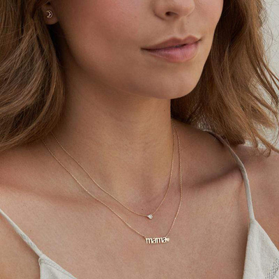 26mm 18K Gold Plated Necklace MAMA Heart Necklace For Ladies' Day