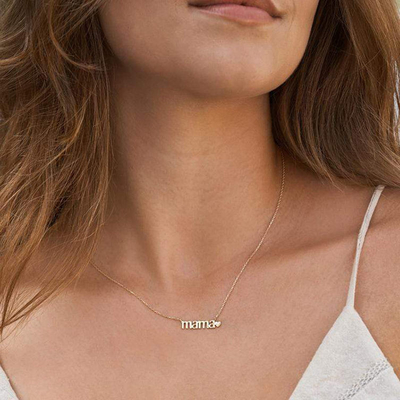 26mm 18K Gold Plated Necklace MAMA Heart Necklace For Ladies' Day