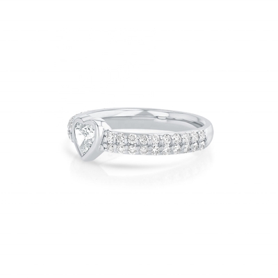 14K Gold Double Row Pave Diamond Heart-Shaped Engagement Ring Size 5-10 with AAA CZ Stone