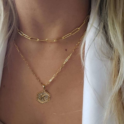 Handmade 925 Sterling Silver Double Pendant Paperclip Stacking Necklace with 30 Days Delivery