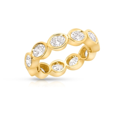 925 Sterling Silver 14K Gold Bezel Oval Eternity Ring OEM/ODM for Engagement Occasion