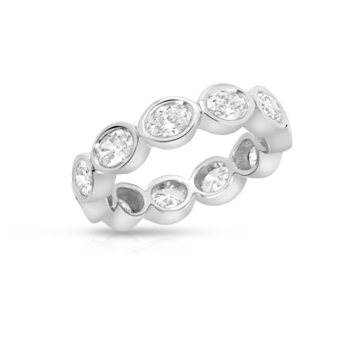 925 Sterling Silver 14K Gold Bezel Oval Eternity Ring OEM/ODM for Engagement Occasion